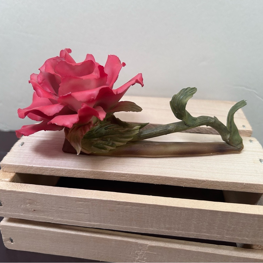 Capodimonte Porcelain red rose